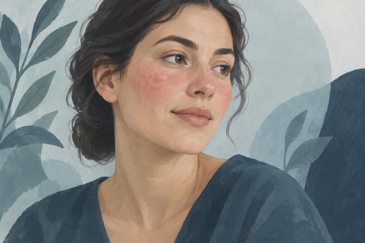 Illustration of an adult with flushed cheeks